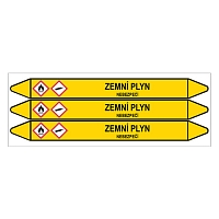 Značení potrubí, zemní plyn,3 ks, 355 × 37 mm